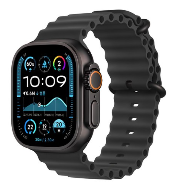 Apple 정품 2024 애플워치 Ultra 2 티타늄 오션 밴드 49mm GPS+Cellular 블랙