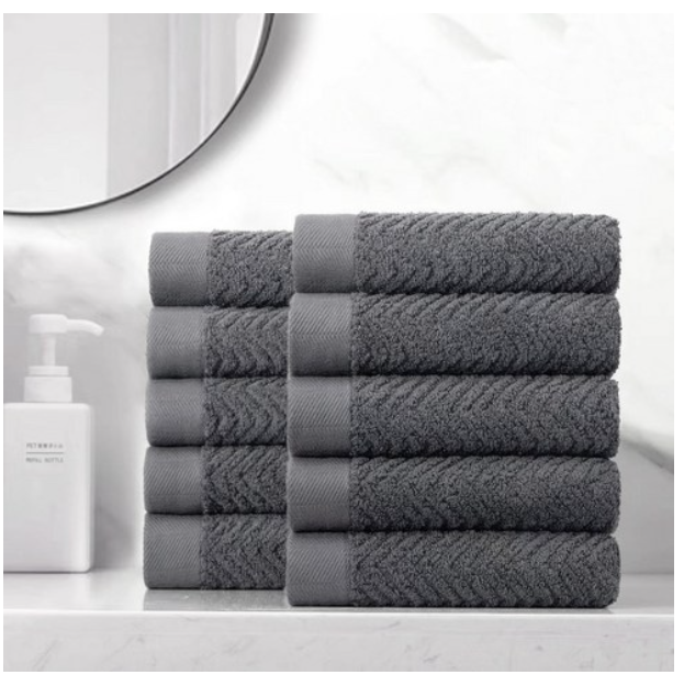 코멧 홈 헤링본 타월 코마사 200g, 차콜그레이, 10개